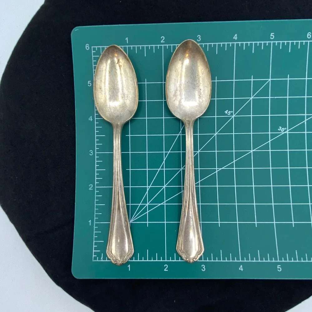 Vintage J. Rogers & Co 6in Teaspoons Silver Plated Anchor XII Set of 2 Silver